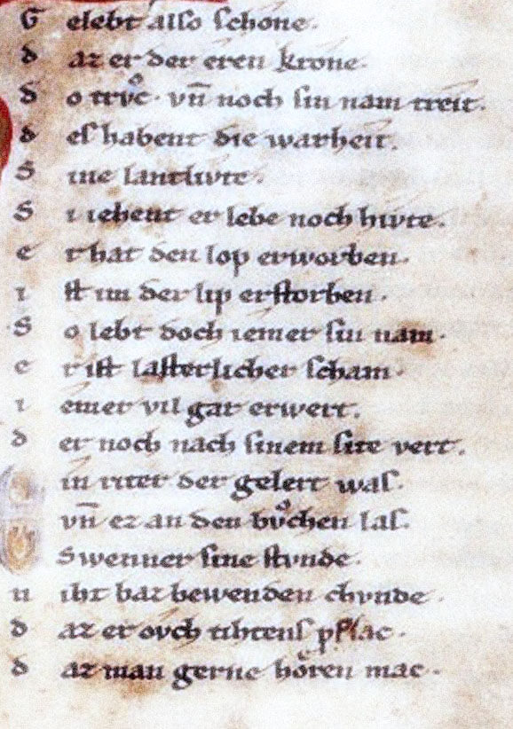 scris in limba germana medie inalta